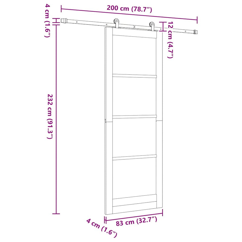 vidaXL Csúszóajtó ORKDAL Barna 83 x 232 cm Fa és fém