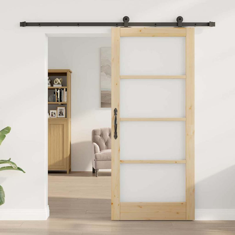 vidaXL Csúszóajtó ORKDAL Barna 86 x 198.5 cm Fa és fém