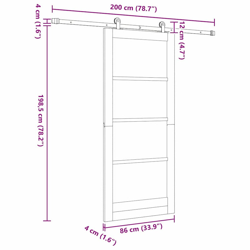 vidaXL Csúszóajtó ORKDAL Barna 86 x 198.5 cm Fa és fém