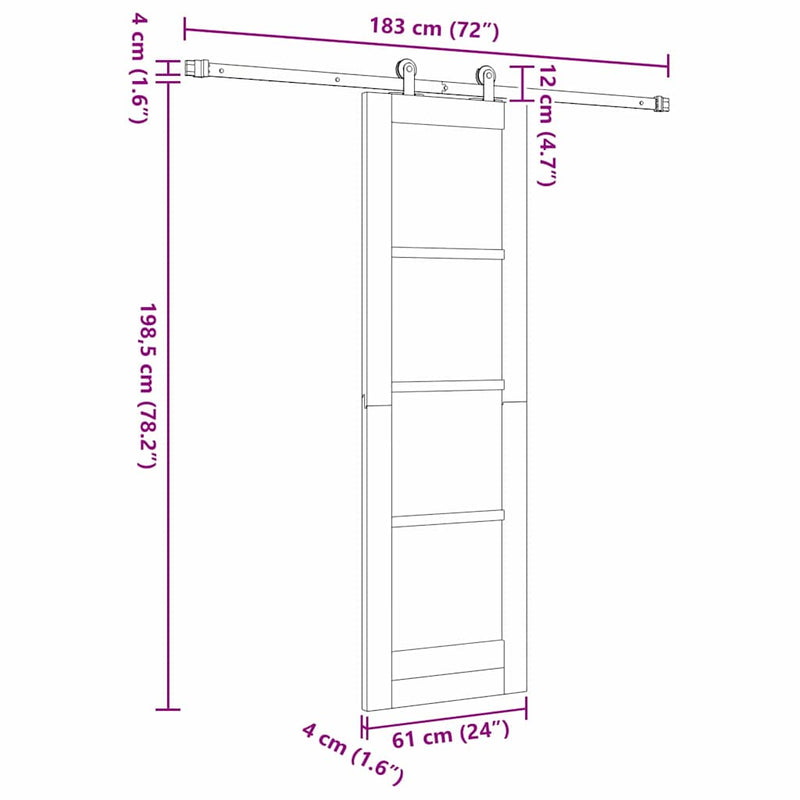 vidaXL Csúszóajtó ORKDAL Barna 61 x 198.5 cm Fa és fém