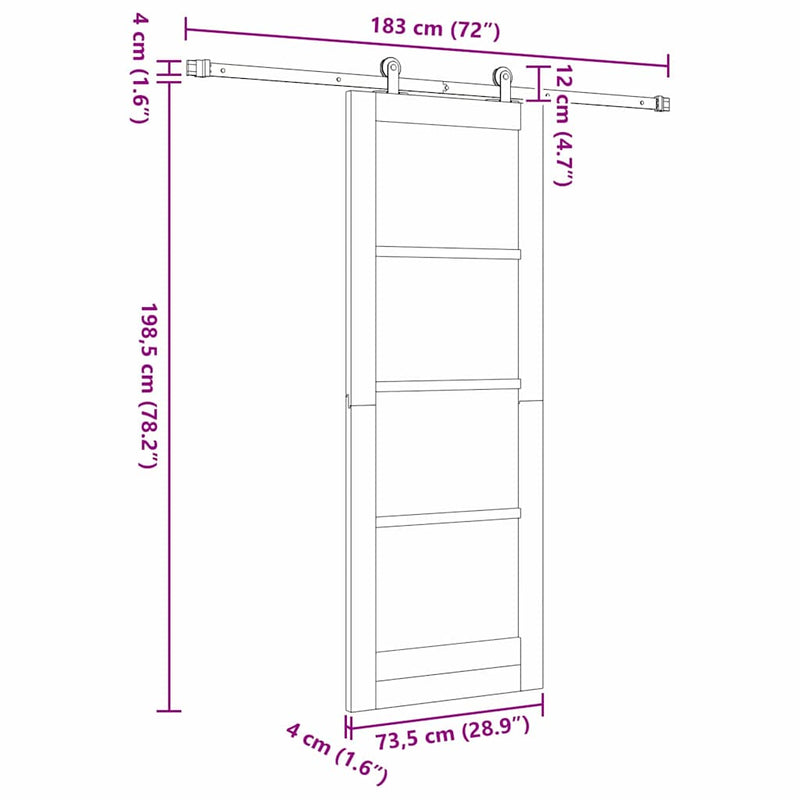 vidaXL Csúszóajtó ORKDAL Fehér 73.5 x 198.5 cm Fa és fém