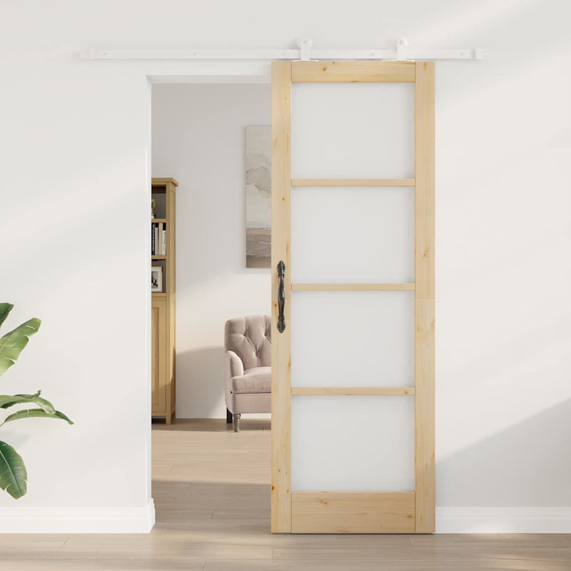 vidaXL Csúszóajtó ORKDAL Barna 73.5 x 211 cm Fa és fém
