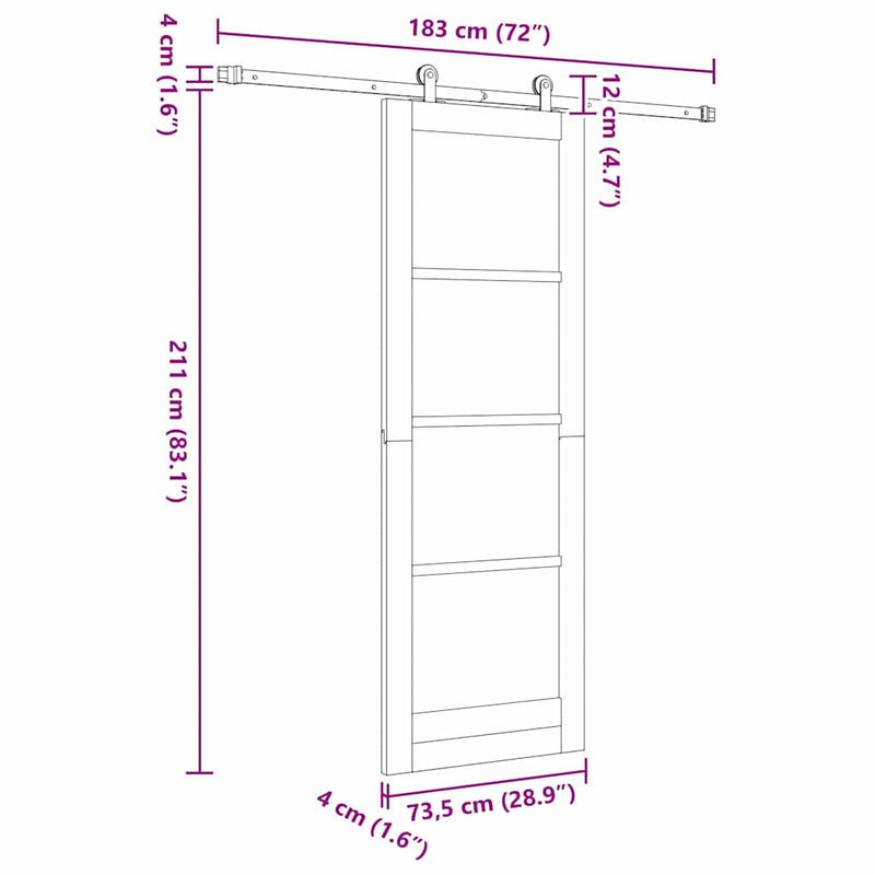 vidaXL Csúszóajtó ORKDAL Barna 73.5 x 211 cm Fa és fém