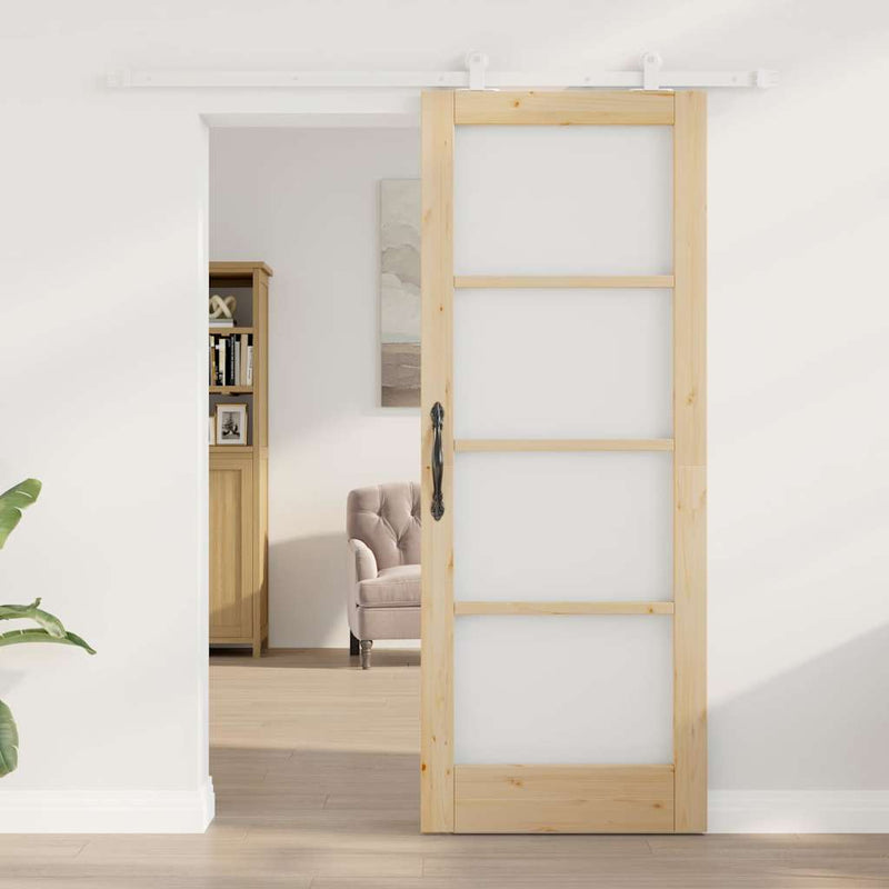 vidaXL Csúszóajtó ORKDAL Barna 78 x 202 cm Fa és fém