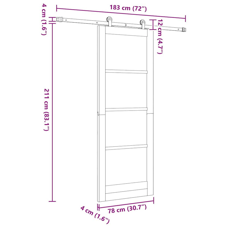 vidaXL Csúszóajtó ORKDAL Fehér 78 x 211 cm Fa és fém