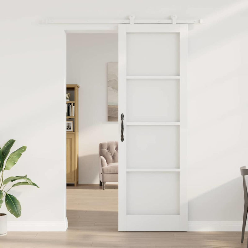 vidaXL Csúszóajtó ORKDAL Fehér 78 x 232 cm Fa és fém