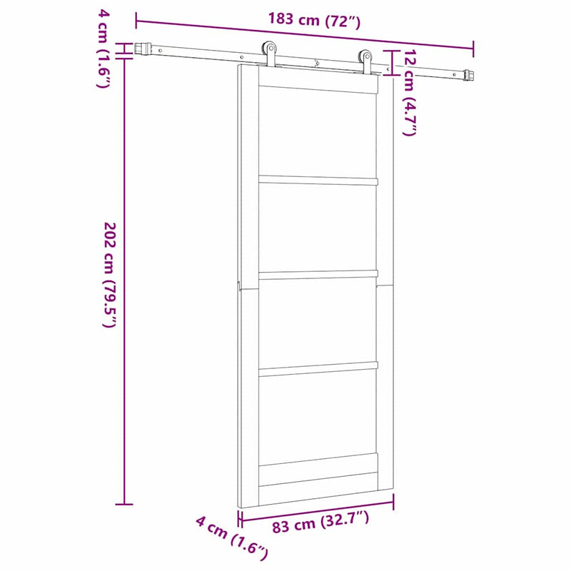 vidaXL Csúszóajtó ORKDAL Barna 83 x 202 cm Fa és fém