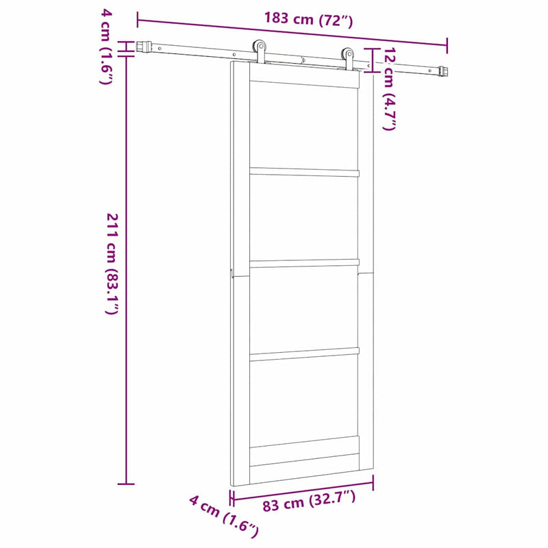 vidaXL Csúszóajtó ORKDAL Barna 83 x 211 cm Fa és fém