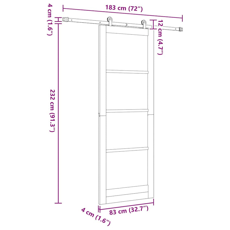 vidaXL Csúszóajtó ORKDAL Fehér 83 x 232 cm Fa és fém