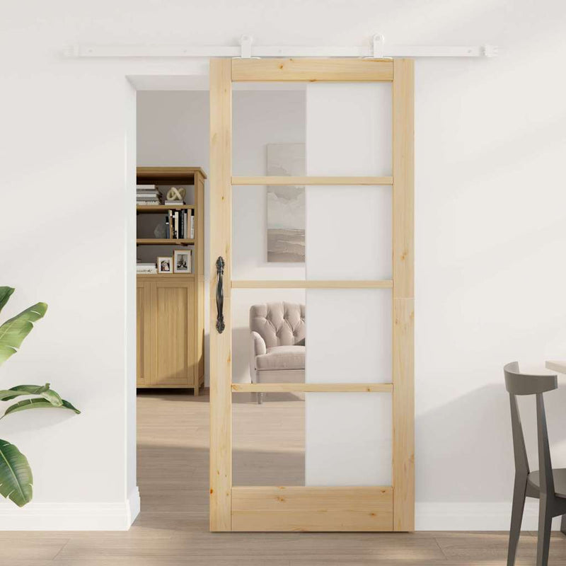 vidaXL Csúszóajtó ORKDAL Barna 86 x 198.5 cm Fa és fém