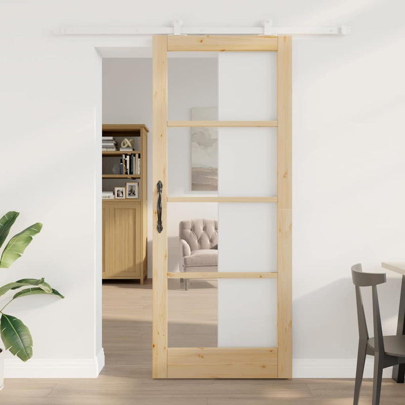 vidaXL Csúszóajtó ORKDAL Barna 86 x 211 cm Fa és fém