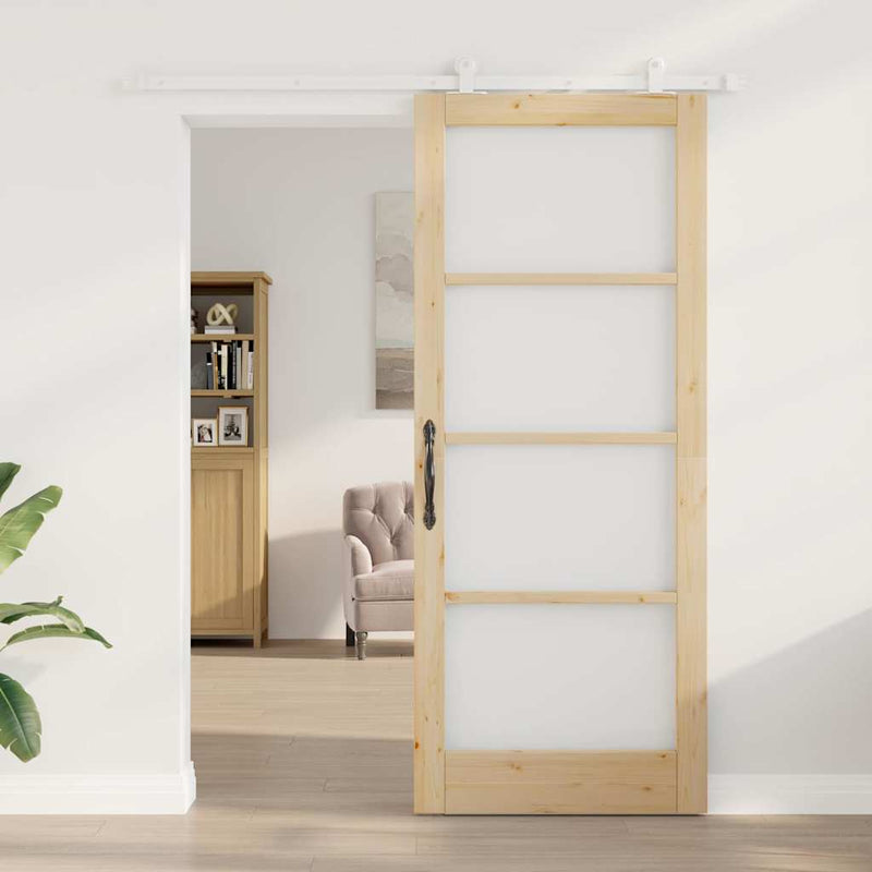 vidaXL Csúszóajtó ORKDAL Barna 86 x 211 cm Fa és fém