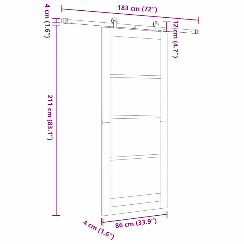 vidaXL Csúszóajtó ORKDAL Barna 86 x 211 cm Fa és fém