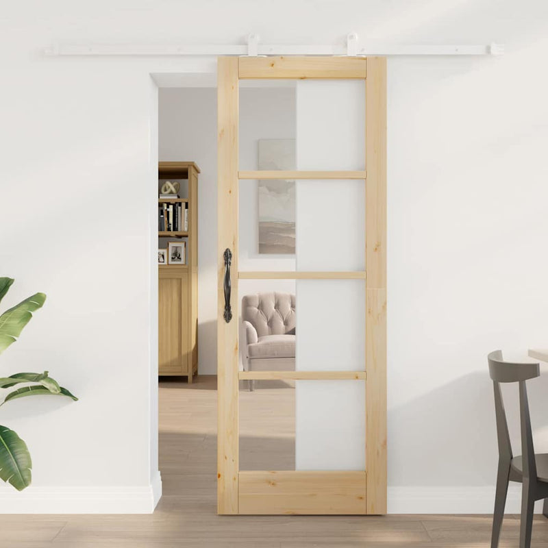vidaXL Csúszóajtó ORKDAL Barna 73.5 x 198.5 cm Fa és fém