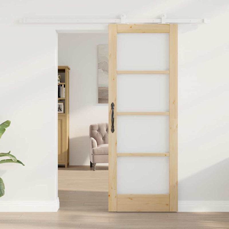 vidaXL Csúszóajtó ORKDAL Barna 73.5 x 198.5 cm Fa és fém