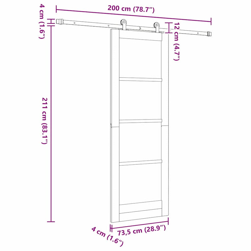 vidaXL Csúszóajtó ORKDAL Fehér 73.5 x 211 cm Fa és fém