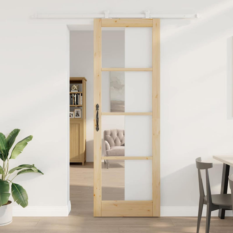 vidaXL Csúszóajtó ORKDAL Barna 78 x 232 cm Fa és fém