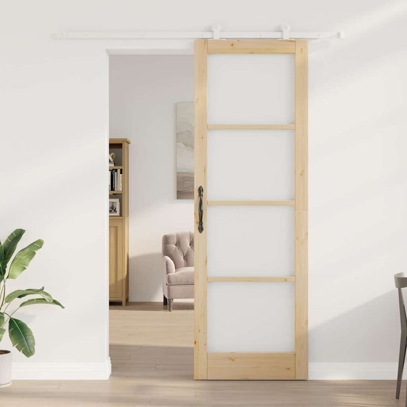 vidaXL Csúszóajtó ORKDAL Barna 78 x 232 cm Fa és fém