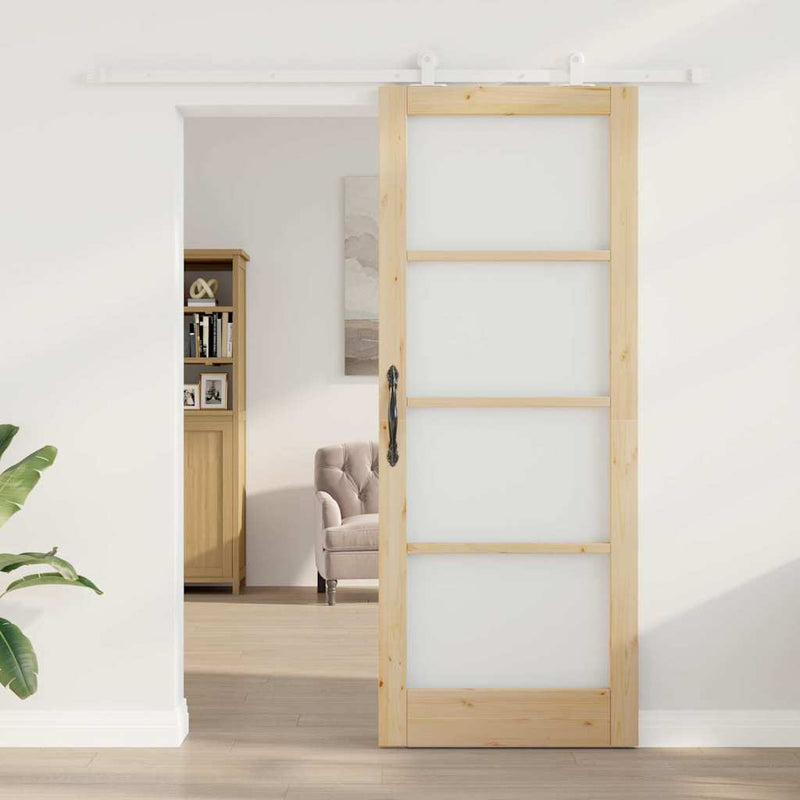 vidaXL Csúszóajtó ORKDAL Barna 83 x 211 cm Fa és fém