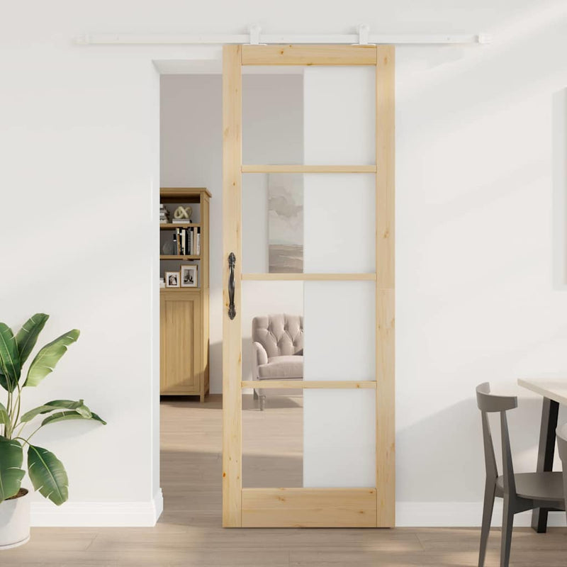 vidaXL Csúszóajtó ORKDAL Barna 83 x 232 cm Fa és fém