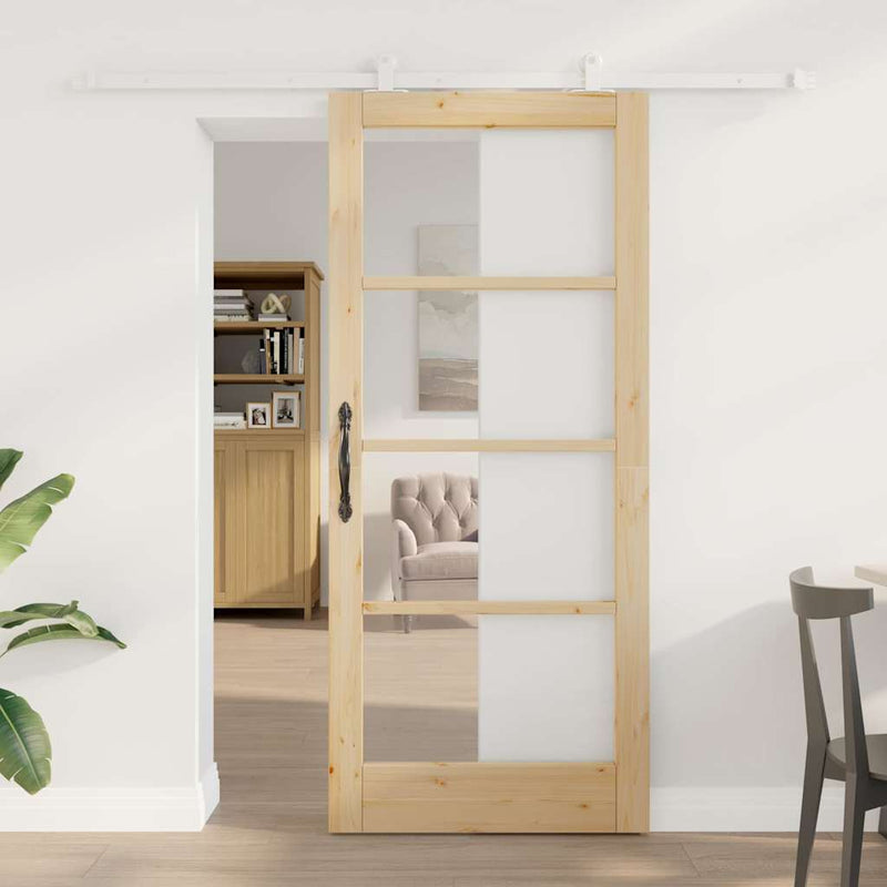 vidaXL Csúszóajtó ORKDAL Barna 86 x 198.5 cm Fa és fém