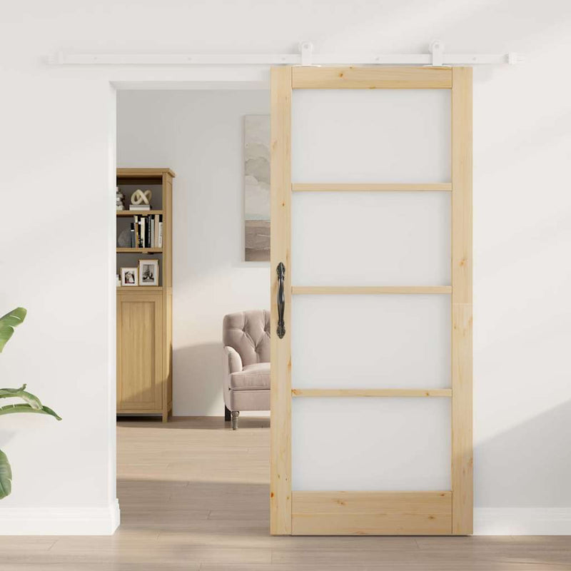 vidaXL Csúszóajtó ORKDAL Barna 86 x 198.5 cm Fa és fém