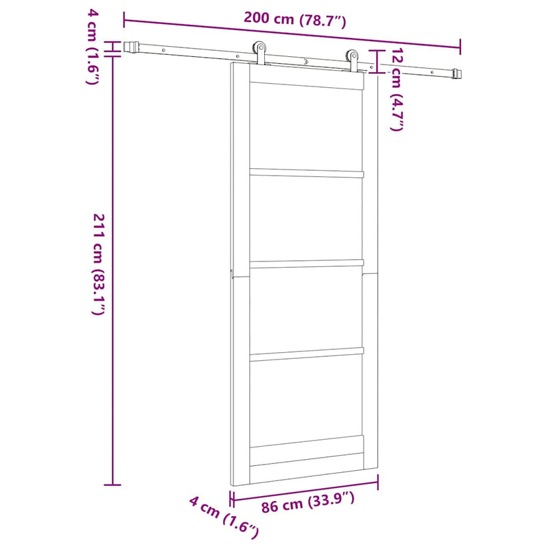 vidaXL Csúszóajtó ORKDAL Barna 86 x 211 cm Fa és fém