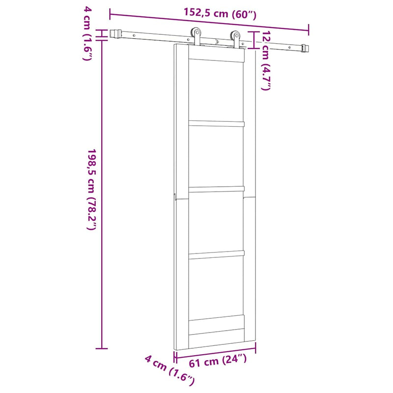 vidaXL Csúszó Ajtó ORKDAL Barna 61 x 198.5 cm Fa és fém