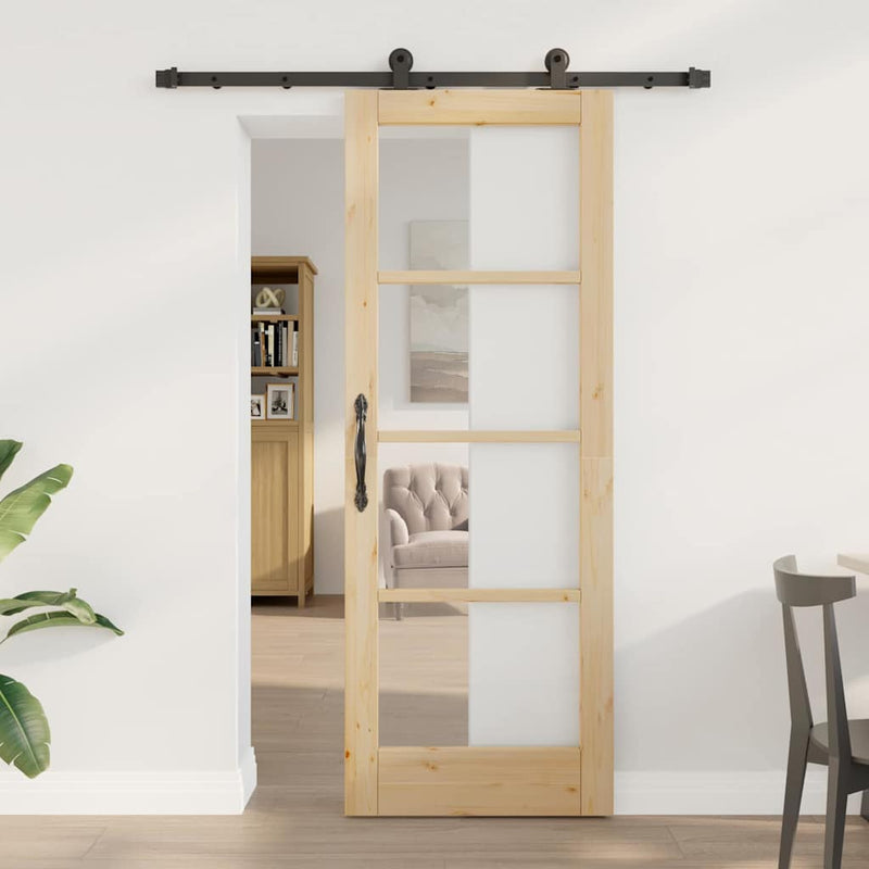 vidaXL Csúszó Ajtó ORKDAL Barna 73.5 x 198.5 cm Fa és fém