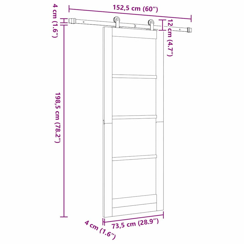 vidaXL Csúszó Ajtó ORKDAL Fehér 73.5 x 198.5 cm Fa és fém