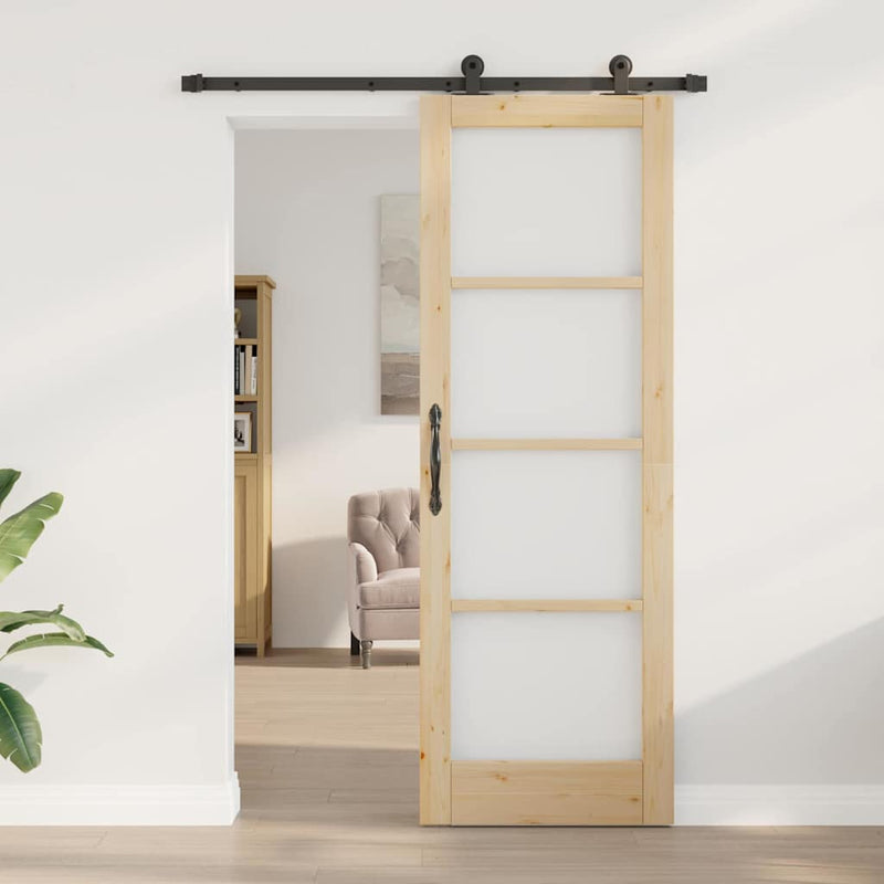 vidaXL Csúszó Ajtó ORKDAL Barna 73.5 x 211 cm Fa és fém