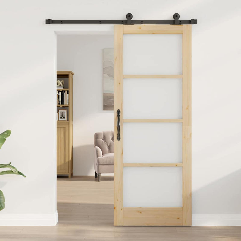 vidaXL Csúszó Ajtó ORKDAL Barna 78 x 202 cm Fa és fém