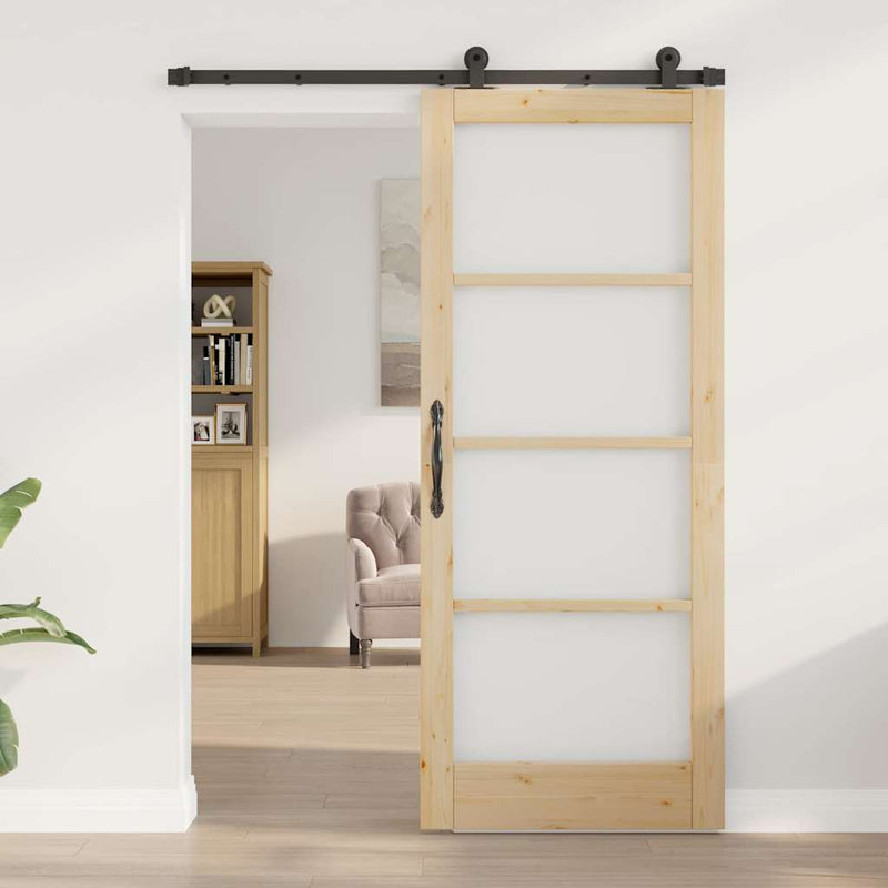 vidaXL Csúszó Ajtó ORKDAL Barna 83 x 202 cm Fa és fém