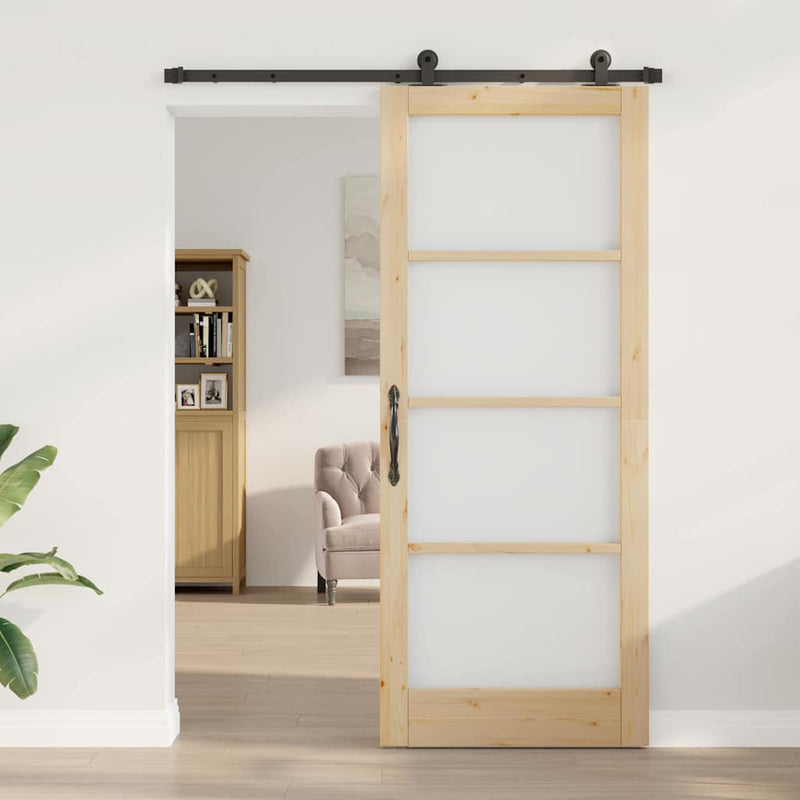 vidaXL Csúszó Ajtó ORKDAL Barna 86 x 211 cm Fa és fém