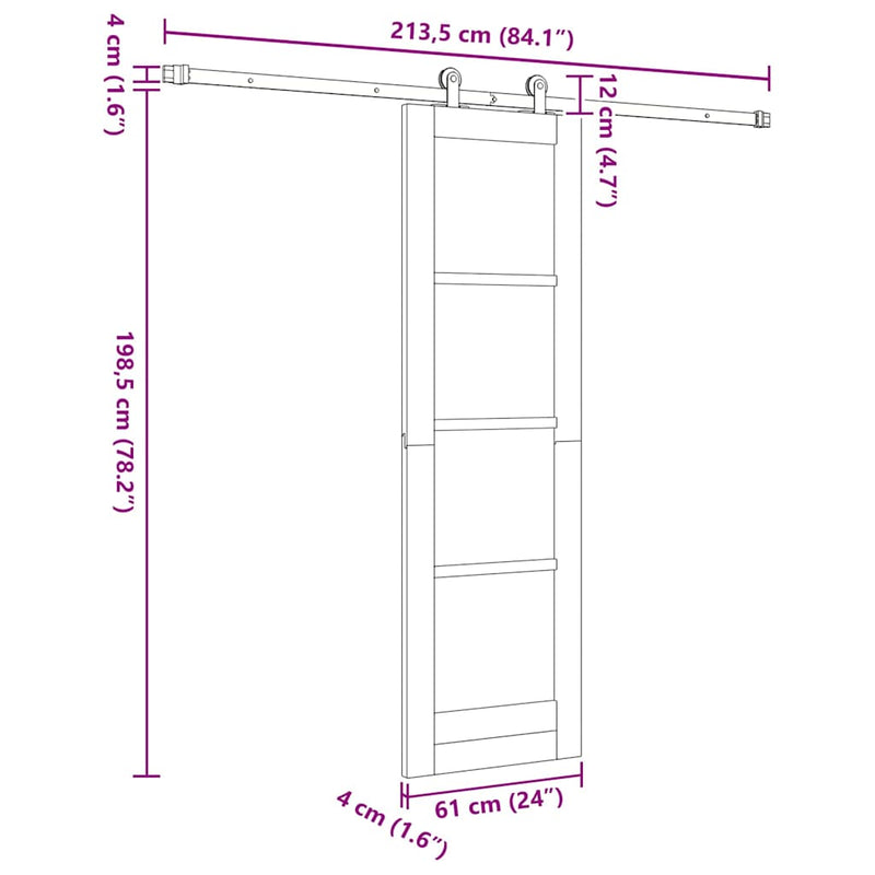 vidaXL Csúszó Ajtó ORKDAL Barna 61 x 198.5 cm Fa és fém