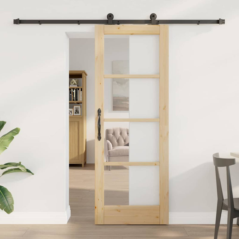 vidaXL Csúszó Ajtó ORKDAL Barna 73.5 x 198.5 cm Fa és fém