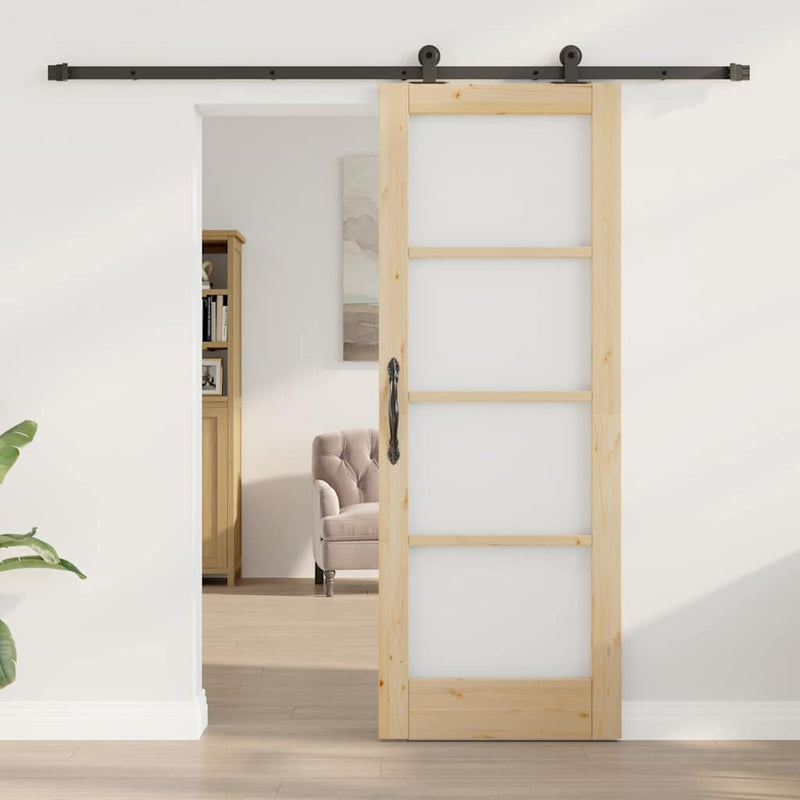 vidaXL Csúszó Ajtó ORKDAL Barna 73.5 x 198.5 cm Fa és fém