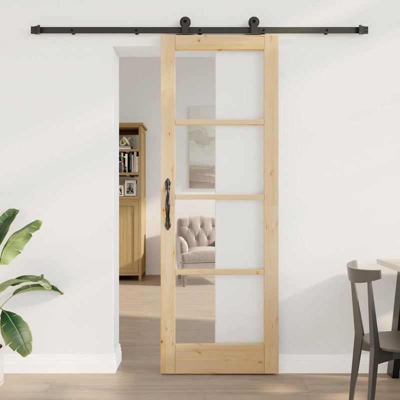vidaXL Csúszó Ajtó ORKDAL Barna 73.5 x 211 cm Fa és fém