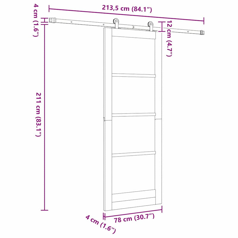 vidaXL Csúszó Ajtó ORKDAL Barna 78 x 211 cm Fa és fém