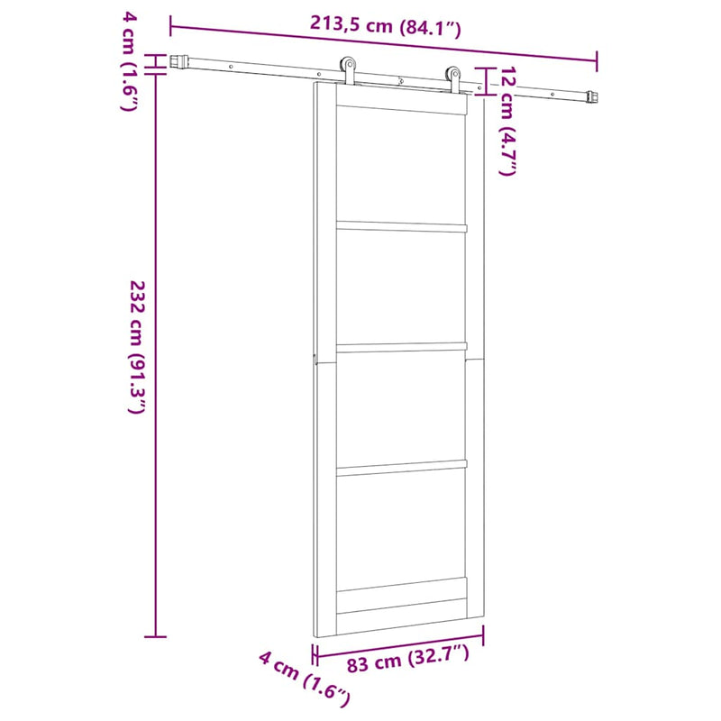 vidaXL Csúszó Ajtó ORKDAL Fehér 83 x 232 cm Fa és fém