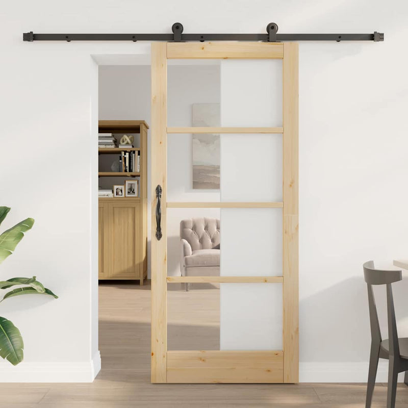 vidaXL Csúszó Ajtó ORKDAL Barna 86 x 198.5 cm Fa és fém