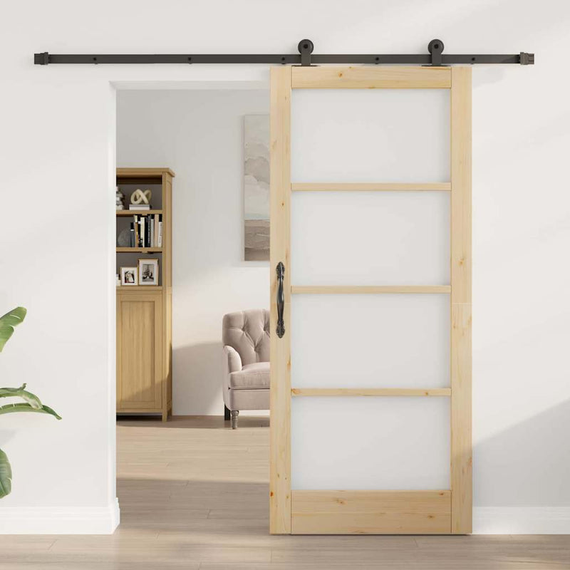 vidaXL Csúszó Ajtó ORKDAL Barna 86 x 198.5 cm Fa és fém