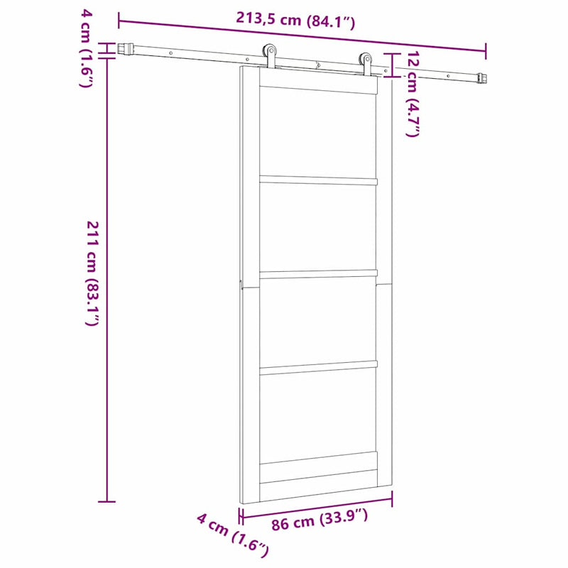 vidaXL Csúszó Ajtó ORKDAL Barna 86 x 211 cm Fa és fém