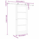vidaXL Csúszó ajtó ORKDAL Fehér 93 x 211 cm Tömör fenyőfa és üveg