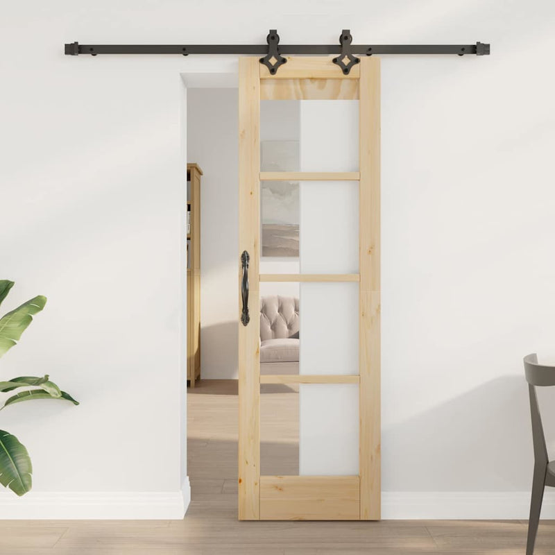 vidaXL Csúszóajtó ORKDAL Barna 61 x 198.5 cm Fa és fém