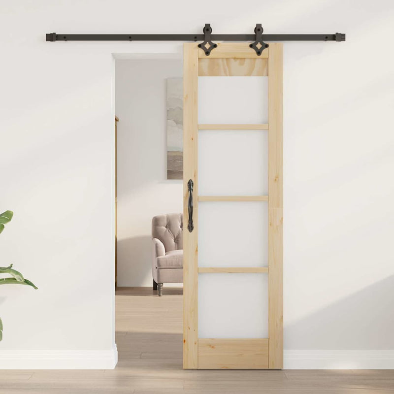 vidaXL Csúszóajtó ORKDAL Barna 61 x 198.5 cm Fa és fém
