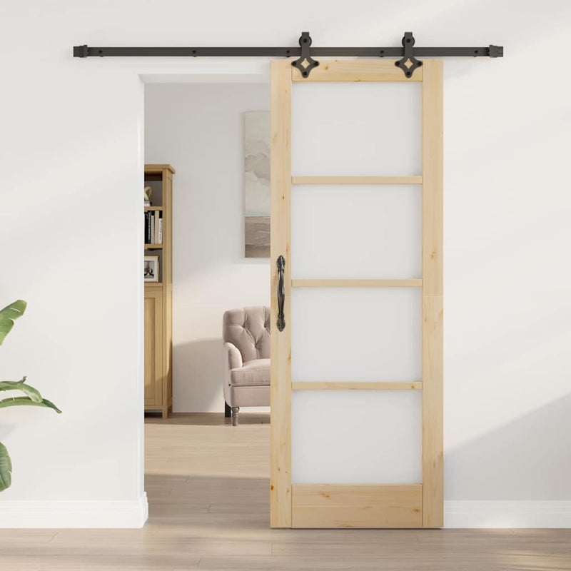 vidaXL Csúszóajtó ORKDAL Barna 73.5 x 198.5 cm Fa és fém