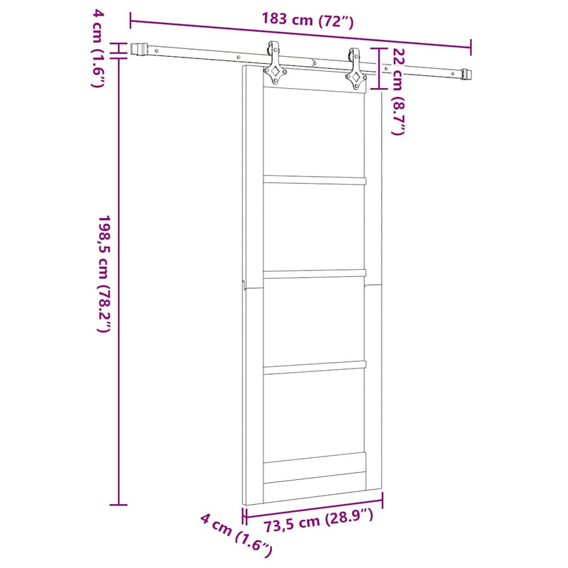 vidaXL Csúszóajtó ORKDAL Barna 73.5 x 198.5 cm Fa és fém