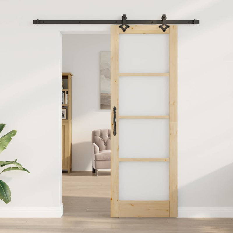 vidaXL Csúszóajtó ORKDAL Barna 73.5 x 211 cm Fa és fém