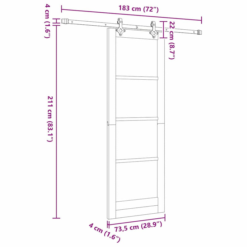 vidaXL Csúszóajtó ORKDAL Barna 73.5 x 211 cm Fa és fém